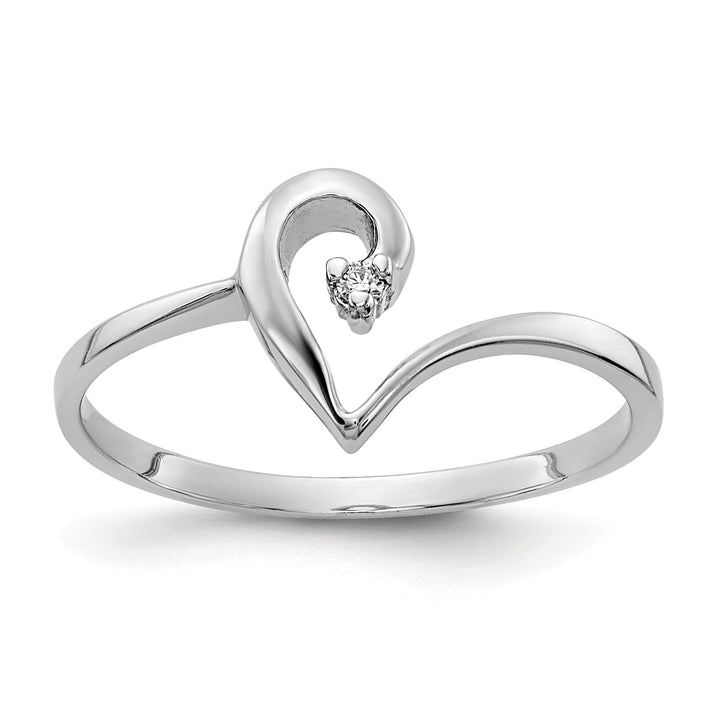 14k White Gold Polished Diamond Heart Ring