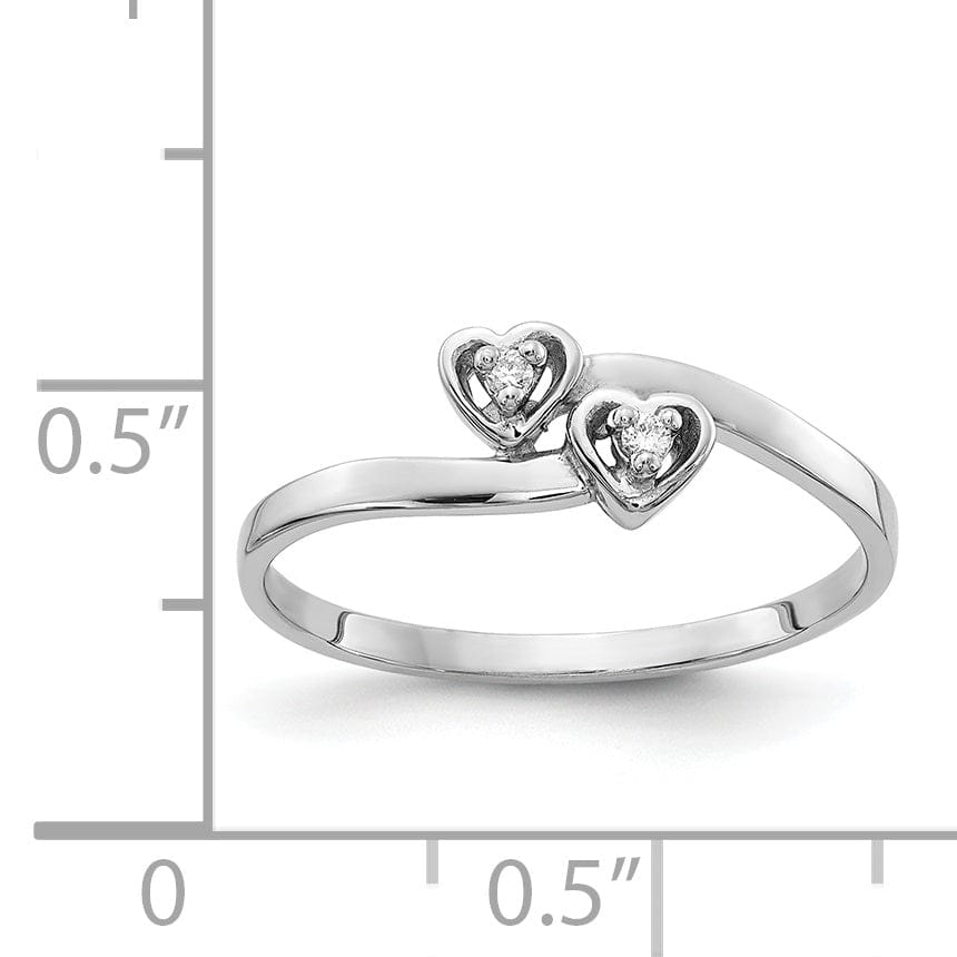 14k White Gold Polished Diamond Heart Ring