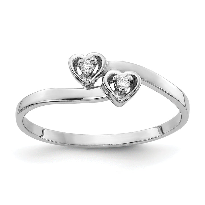 14k White Gold Polished Diamond Heart Ring