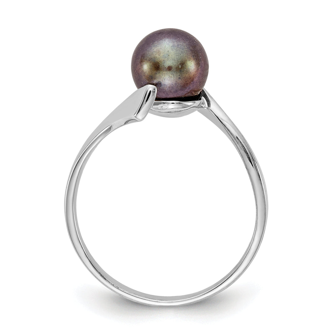 14k White Gold Black 7MM Pearl Ring