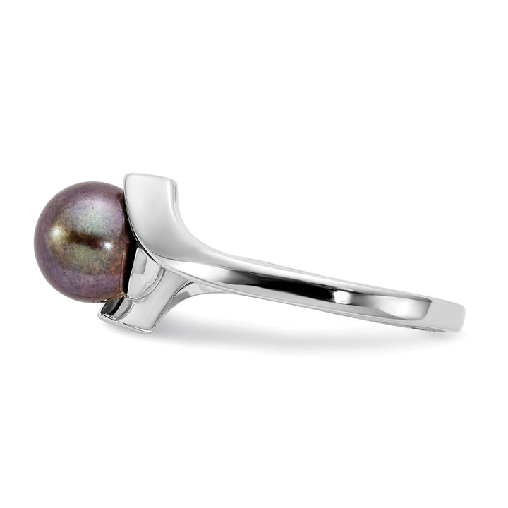 14k White Gold Black 7MM Pearl Ring