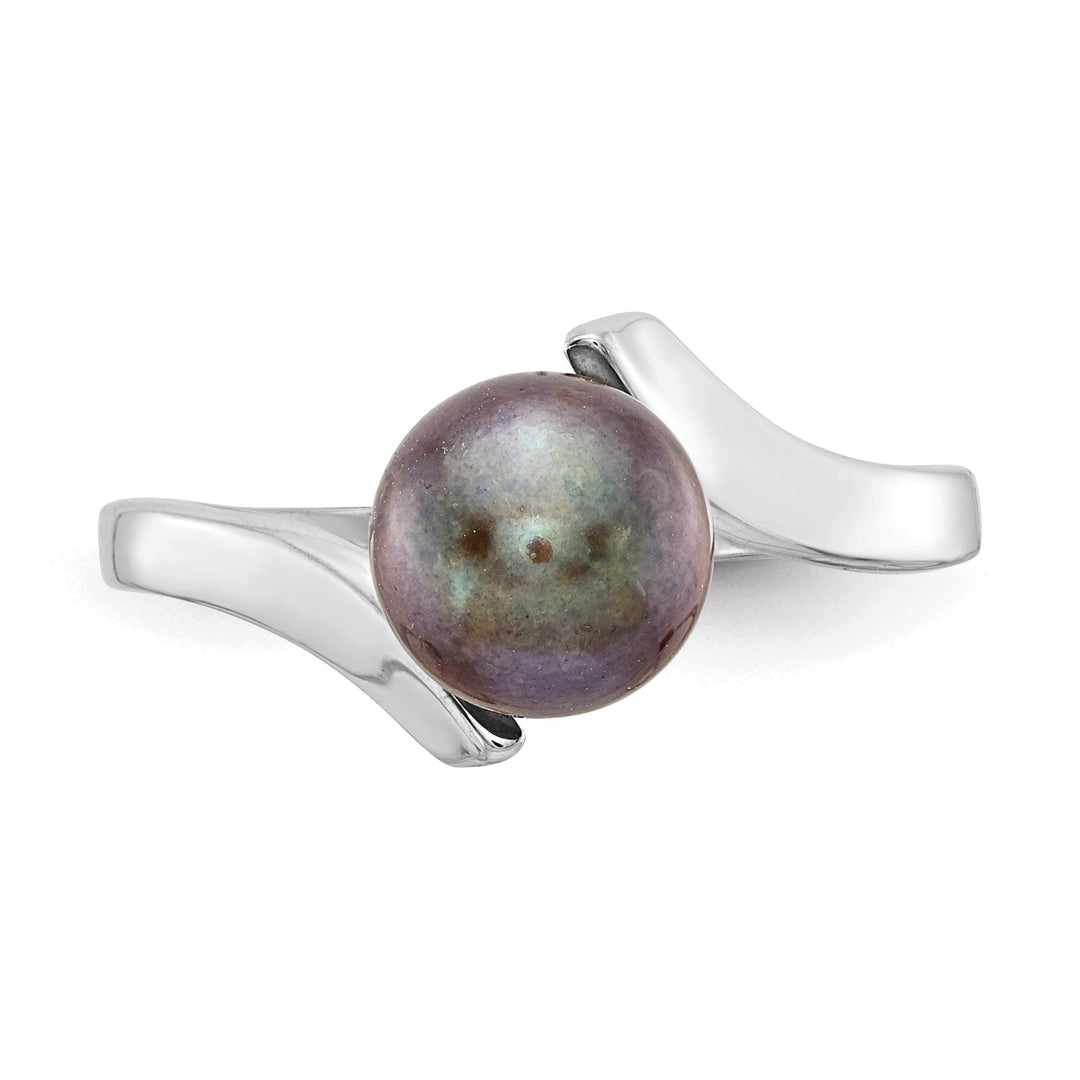 14k White Gold Black 7MM Pearl Ring