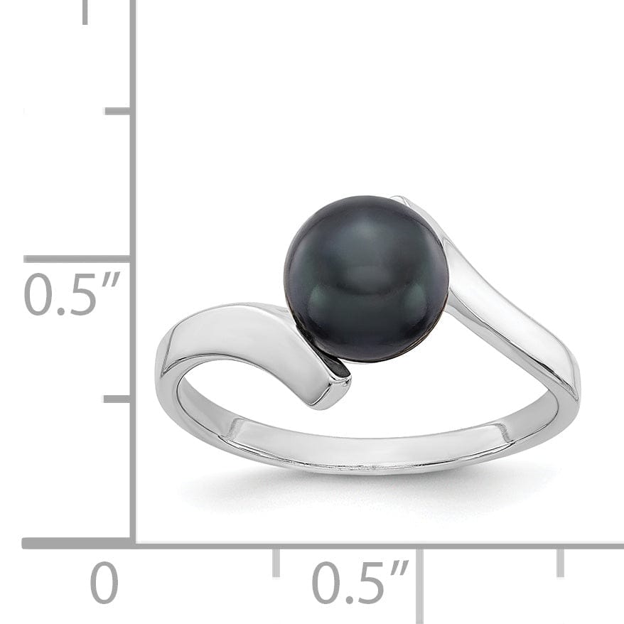 14k White Gold Black 7MM Pearl Ring