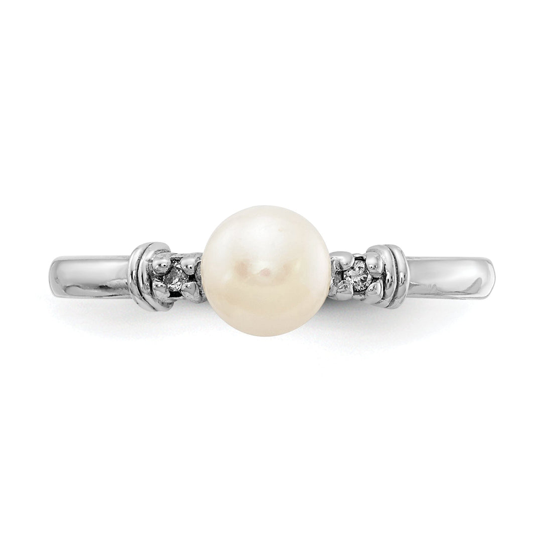 14k White Gold Pearl Diamond Ring