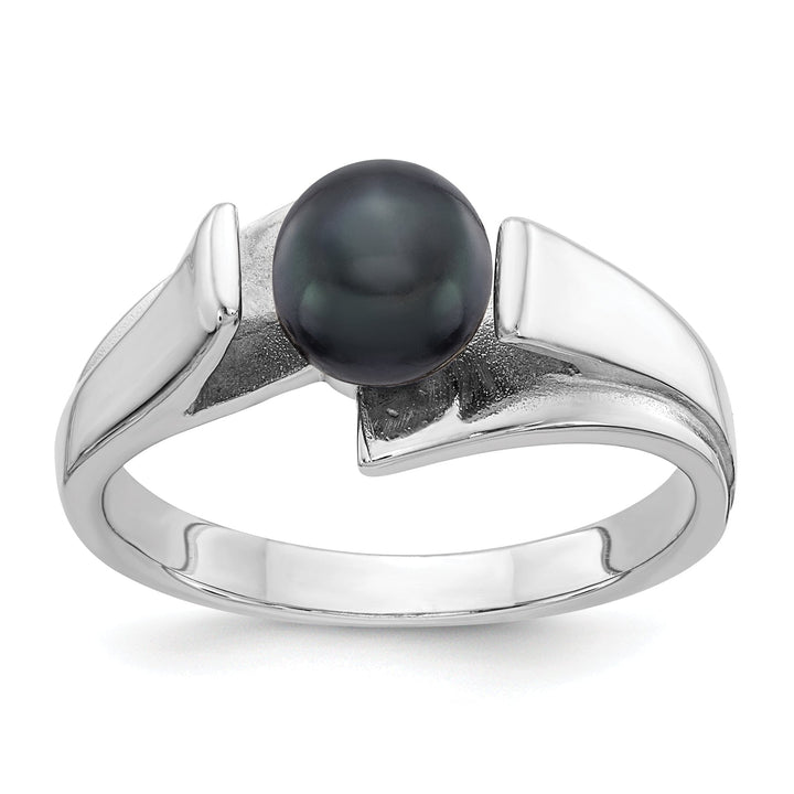 14kt White Gold Black 6 MM Pearl Ring