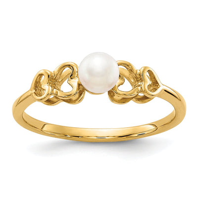 14k Yellow Gold White Pearl Ring