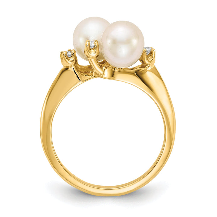 14k Yellow Gold Polished Pearl Diamond Ring