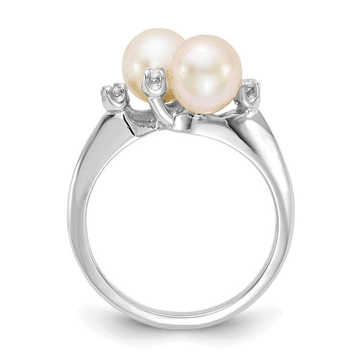 14k White Gold Polished Pearl Diamond Ring
