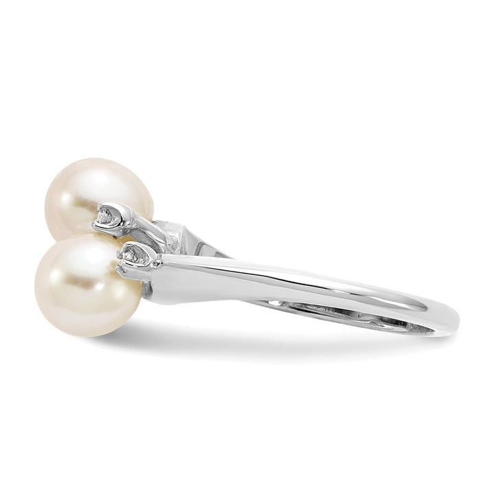 14k White Gold Polished Pearl Diamond Ring