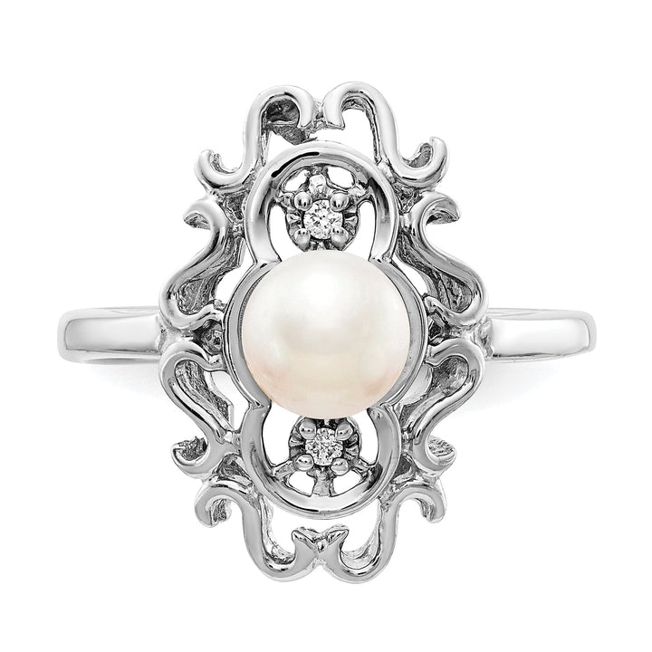 14k White Gold Black Pearl G-I I1 Diamond Ring