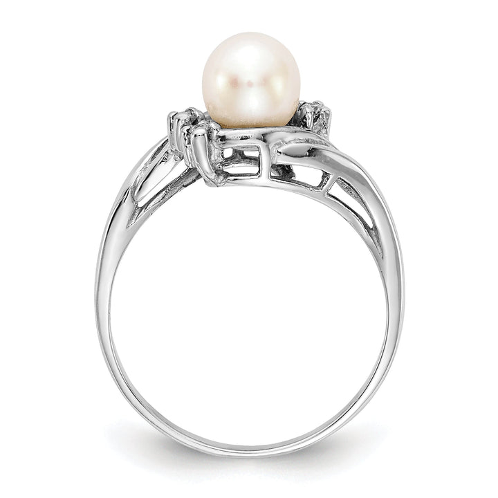 14k White Gold Pearl Diamond Ring