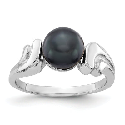 14k White Gold Polished Black Pearl Ring at $ 287.97 only from Jewelryshopping.com