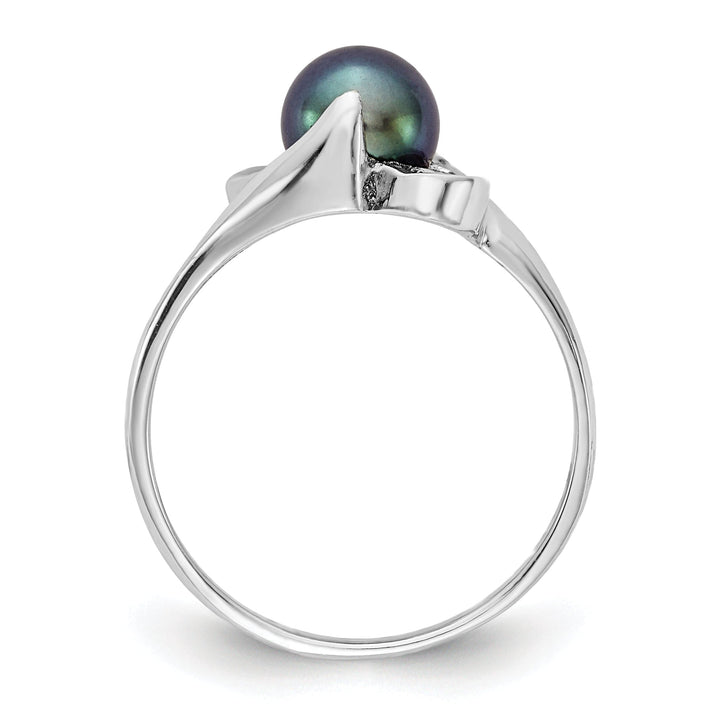 14kt White Gold 5.5mm Black Pearl Ring