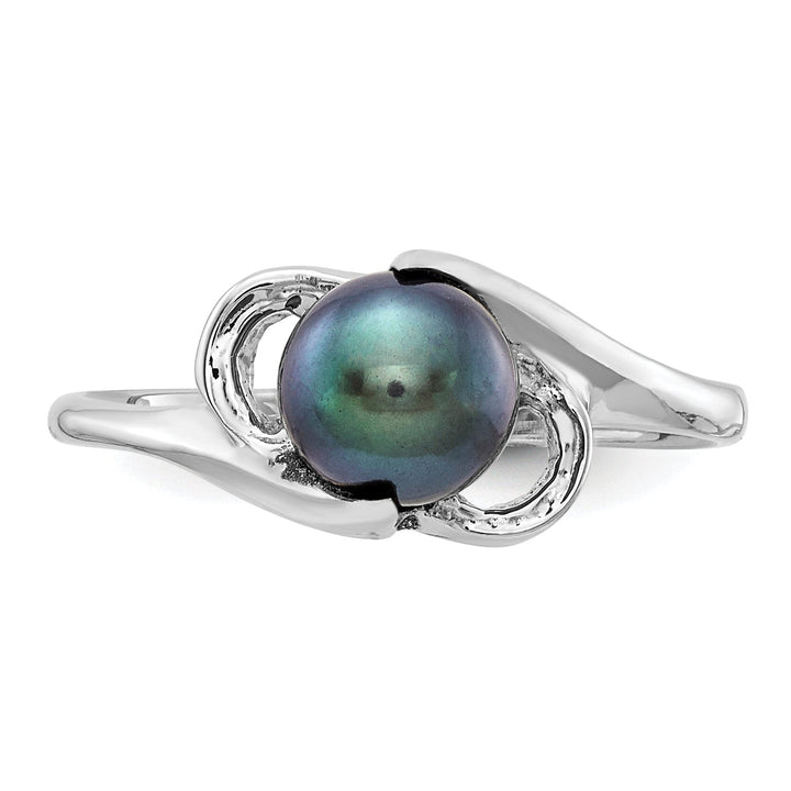 14kt White Gold 5.5mm Black Pearl Ring