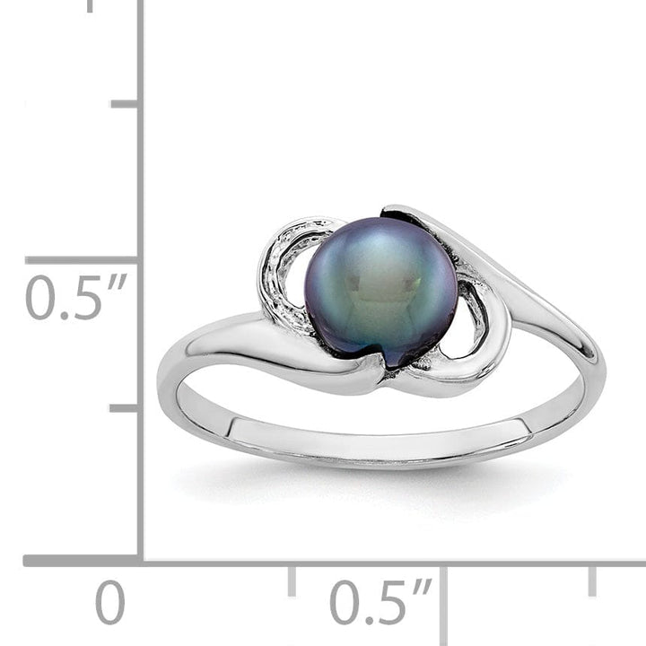 14kt White Gold 5.5mm Black Pearl Ring