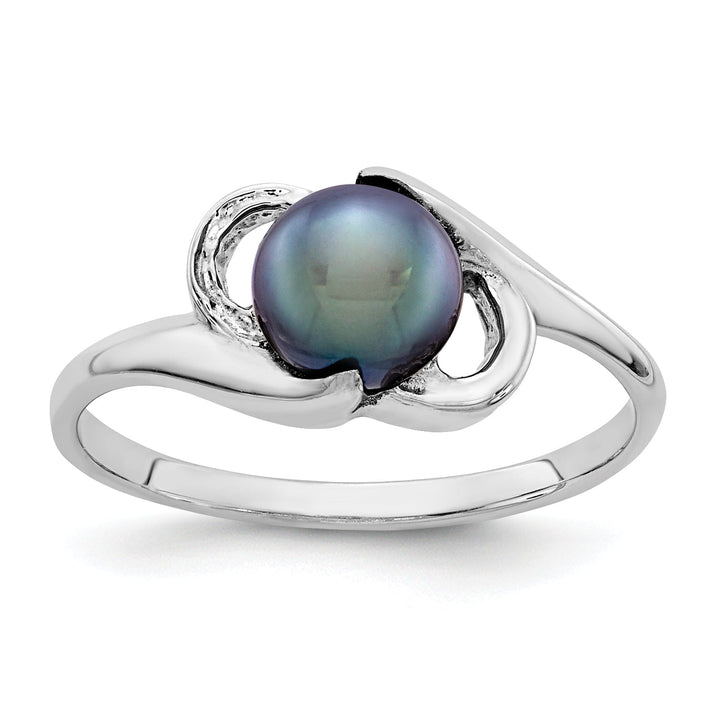 14kt White Gold 5.5mm Black Pearl Ring