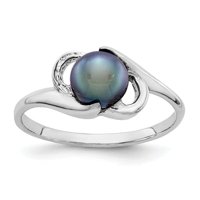 14kt White Gold 5.5mm Black Pearl Ring at $ 167.21 only from Jewelryshopping.com