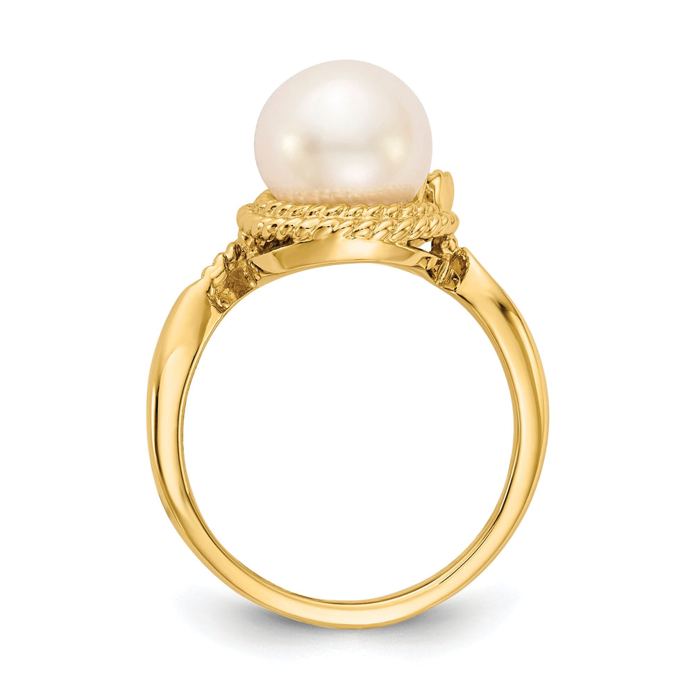 14k Yellow Gold Pearl Diamond Ring