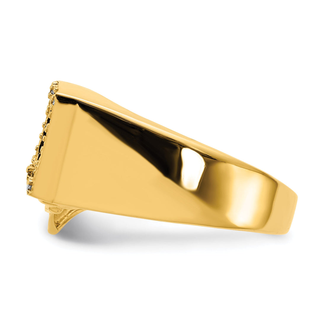 14k Yellow Gold Polished Men's Diamond Poker Ring