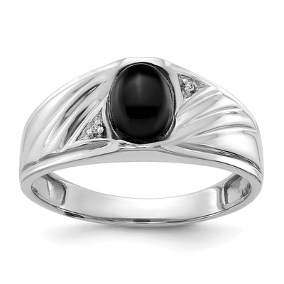 14k White Gold Polished Men's Onyx Diamond Ring at $ 468.7 only from Jewelryshopping.com