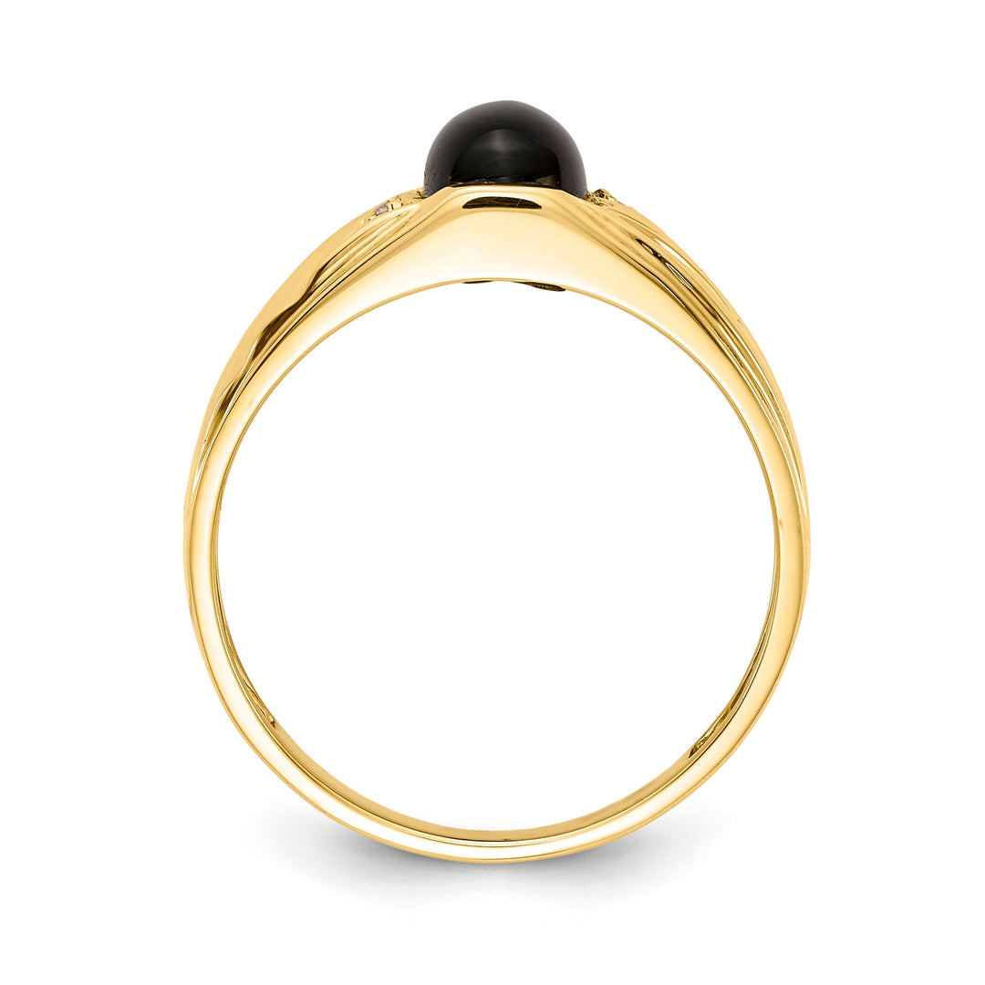 14k Yellow Gold Polished Men's Onyx Diamond Ring