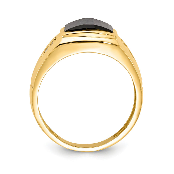 14k Yellow Gold Polished Men's Onyx Diamond Ring