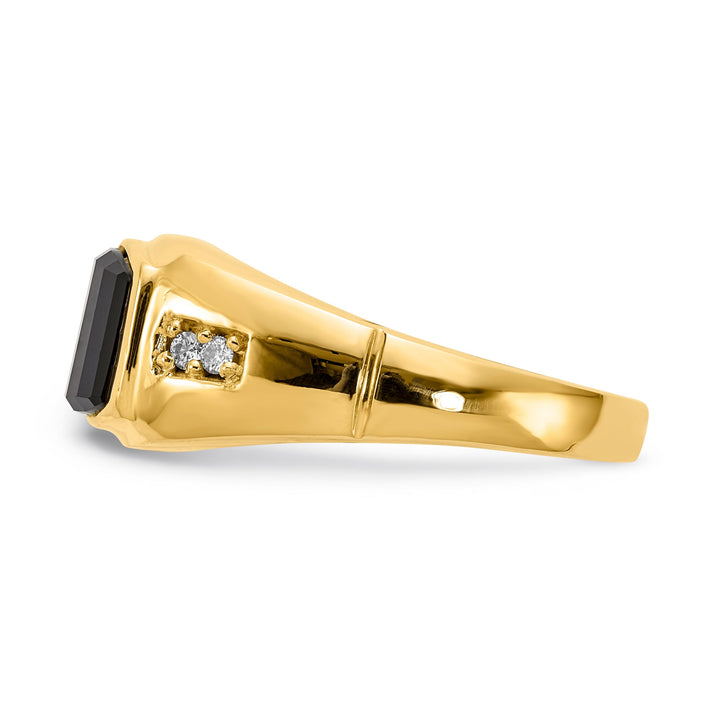 14k Yellow Gold Polished Men's Onyx Diamond Ring