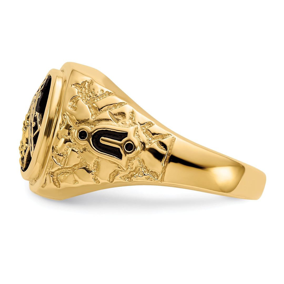 14k Yellow Gold Diamond Men's Masonic Ring