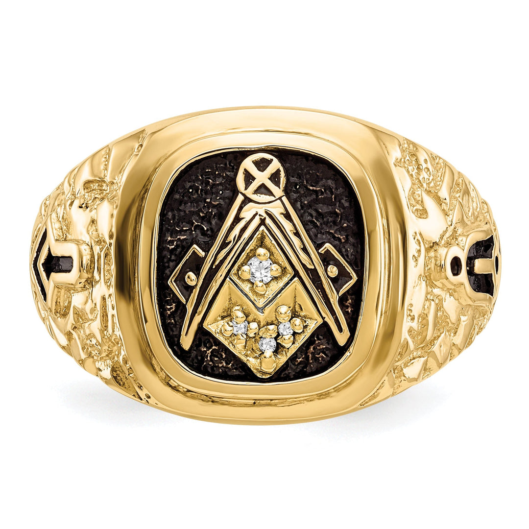 14k Yellow Gold Diamond Men's Masonic Ring