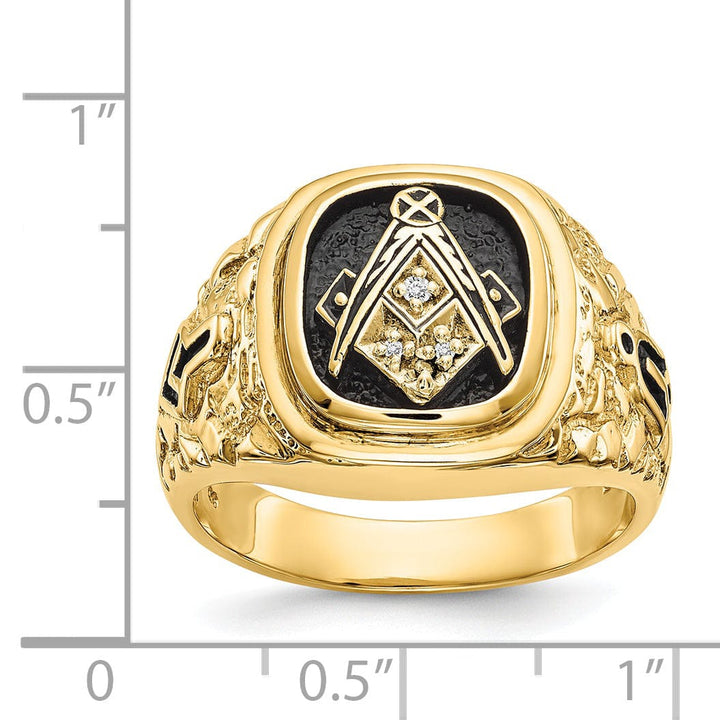 14k Yellow Gold Diamond Men's Masonic Ring