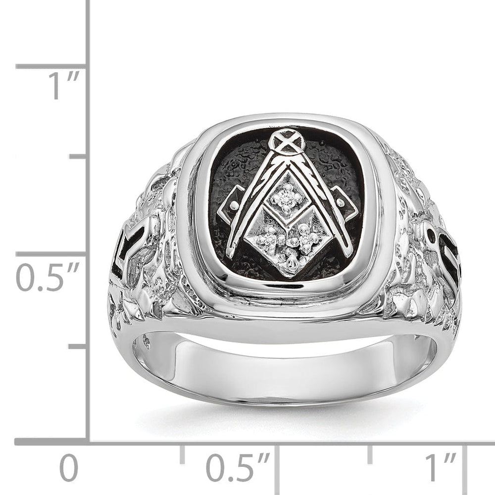 14k White Gold Diamond Men's Masonic Ring