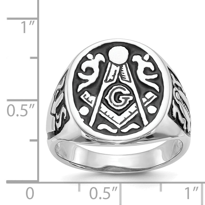 14k White Gold Men's Masonic Ring