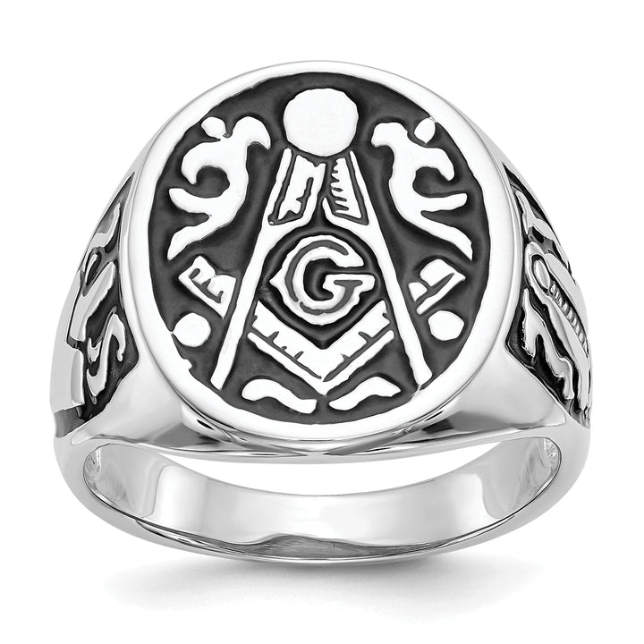 14k White Gold Men's Masonic Ring