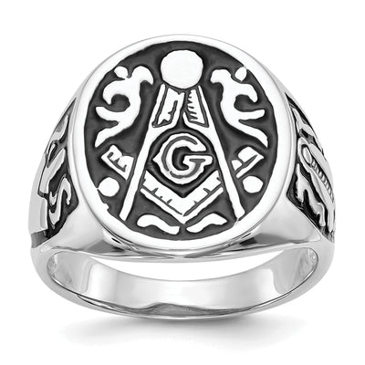 14k White Gold Men's Masonic Ring at $ 809.37 only from Jewelryshopping.com