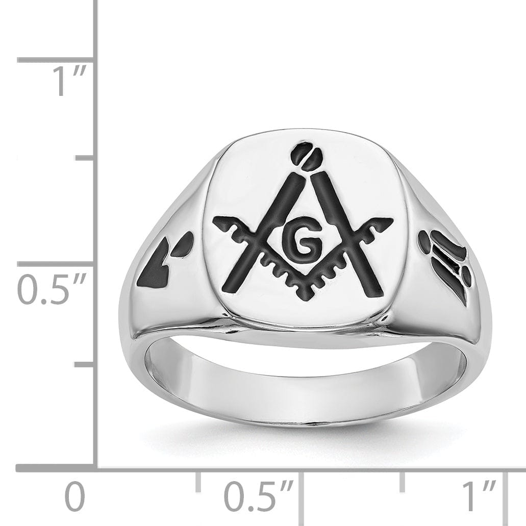 14k White Gold Men's Masonic Ring