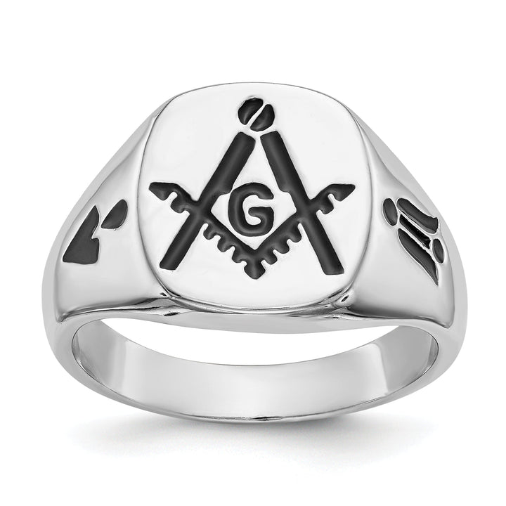 14k White Gold Men's Masonic Ring