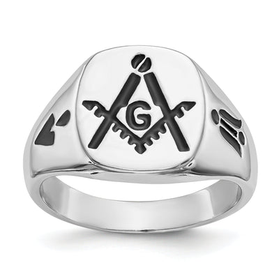 14k White Gold Men's Masonic Ring at $ 1171.68 only from Jewelryshopping.com