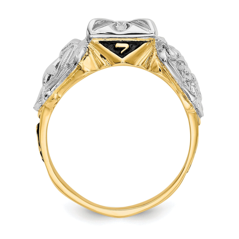 14k Two Tone Gold Diamond Men's Masonic Ring