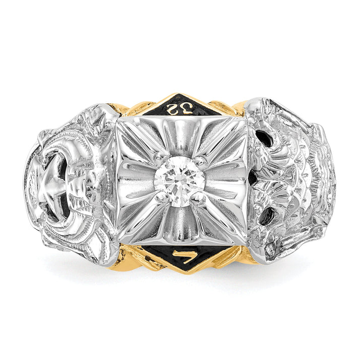 14k Two Tone Gold Diamond Men's Masonic Ring