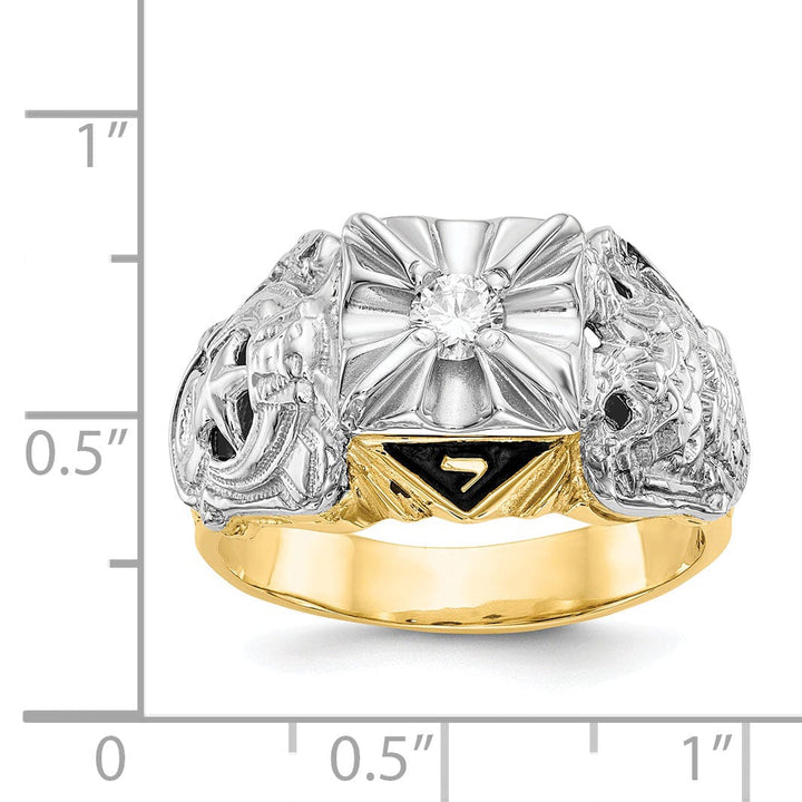 14k Two Tone Gold Diamond Men's Masonic Ring