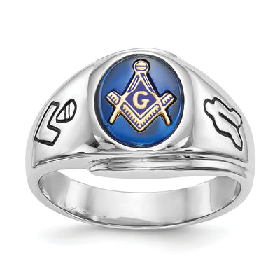 14k White Gold Men's Masonic Ring at $ 1137.53 only from Jewelryshopping.com