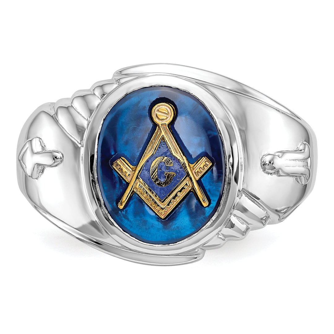 14k White Gold Men's Masonic Ring