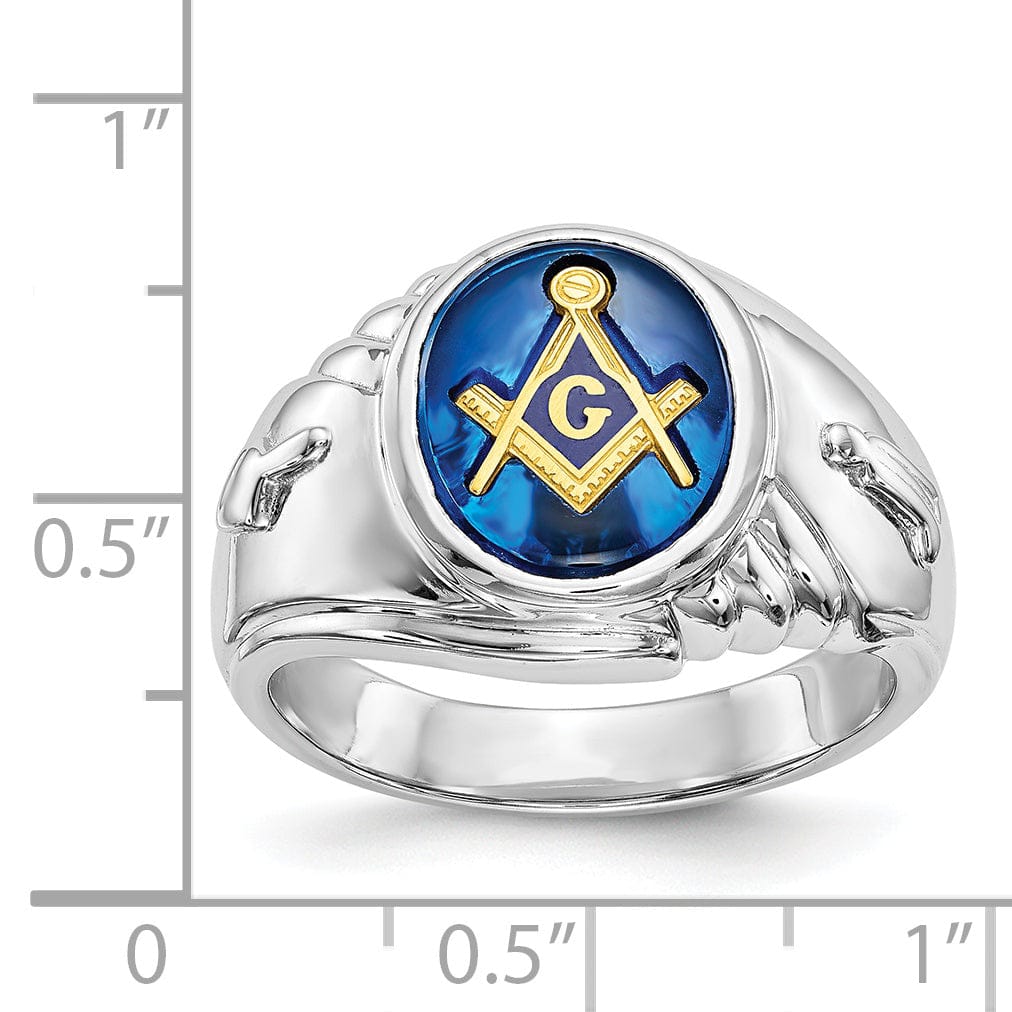 14k White Gold Men's Masonic Ring