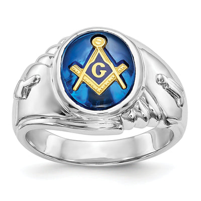 14k White Gold Men's Masonic Ring at $ 1006.29 only from Jewelryshopping.com