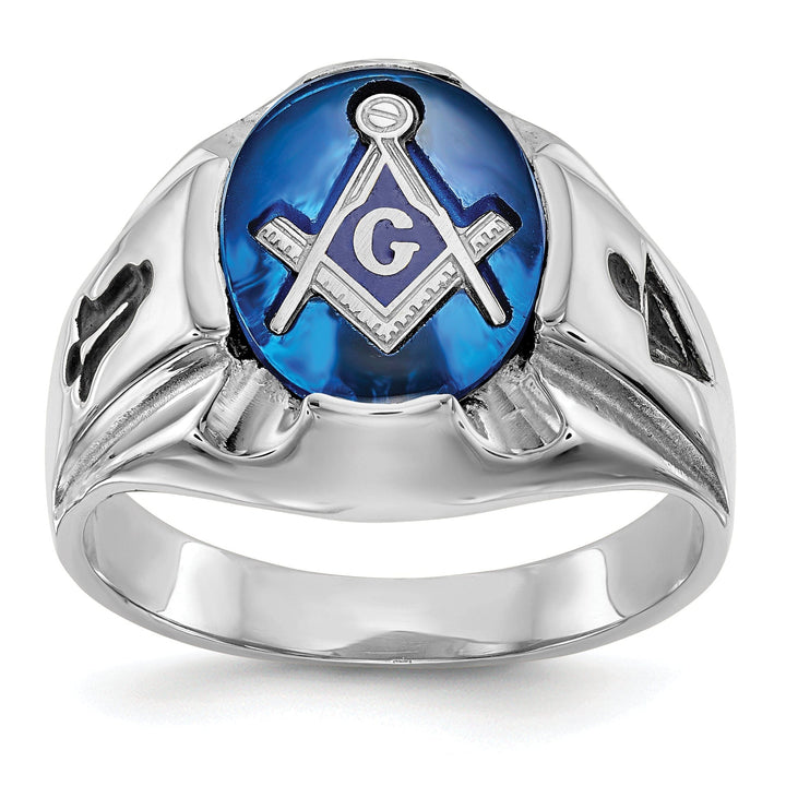 14k White Gold Men's Masonic Ring