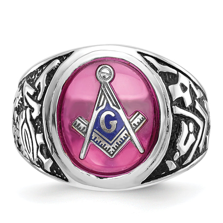 14k White Gold Men's Masonic Ring