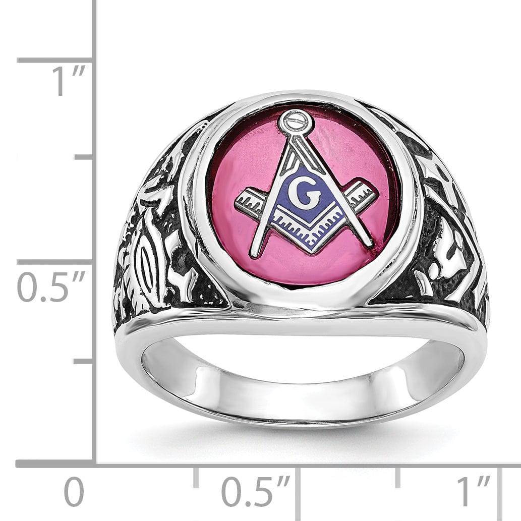 14k White Gold Men's Masonic Ring