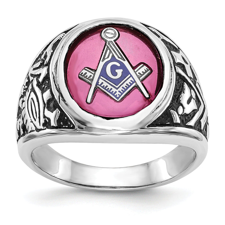 14k White Gold Men's Masonic Ring