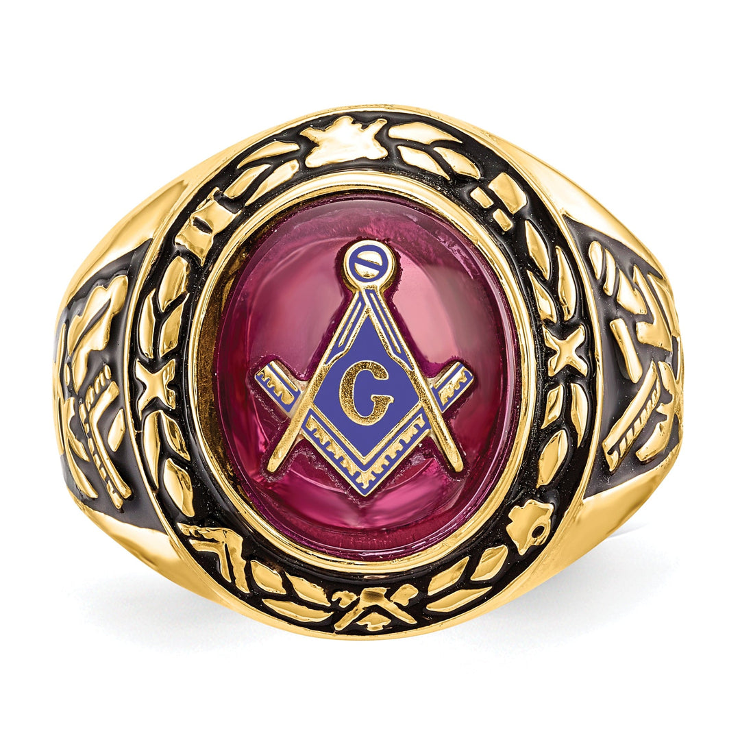 14k Yellow Gold Men's Masonic Ring