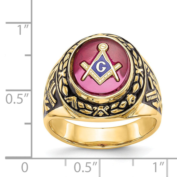 14k Yellow Gold Men's Masonic Ring